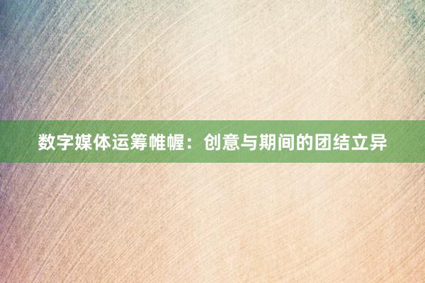 数字媒体运筹帷幄：创意与期间的团结立异